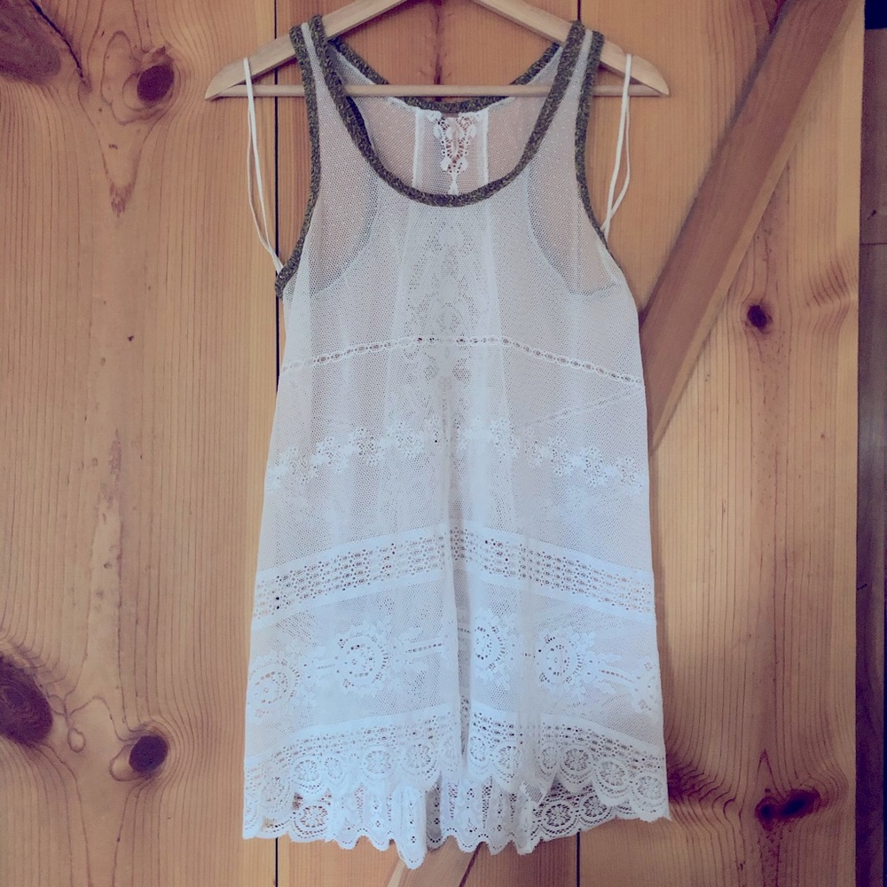 Free People XS Lace Tablecloth Long Tank